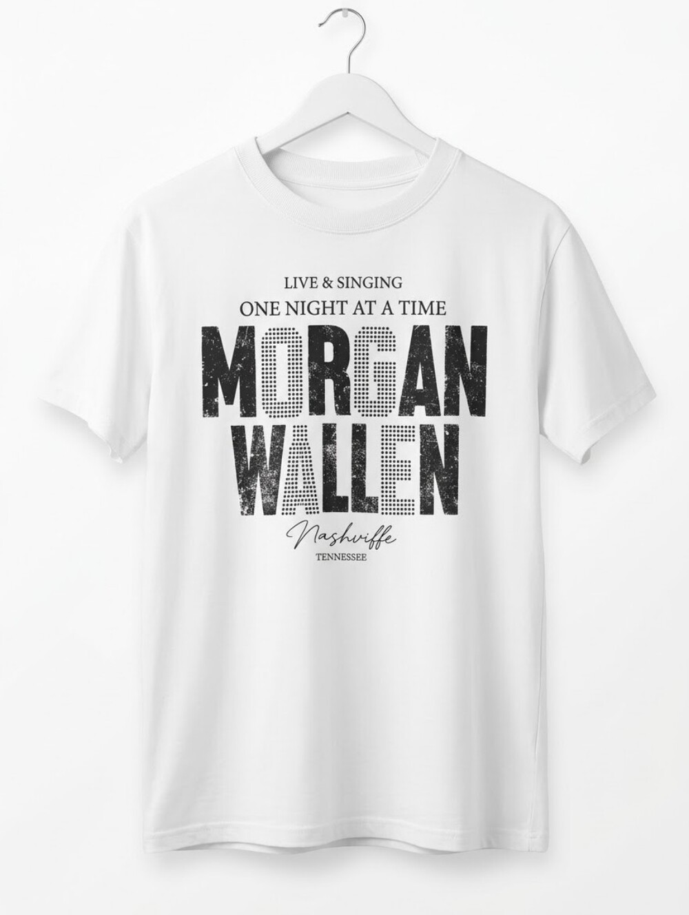 Maurices Womens White Tee with Black Morgan Wallen Graphic ~Size Large